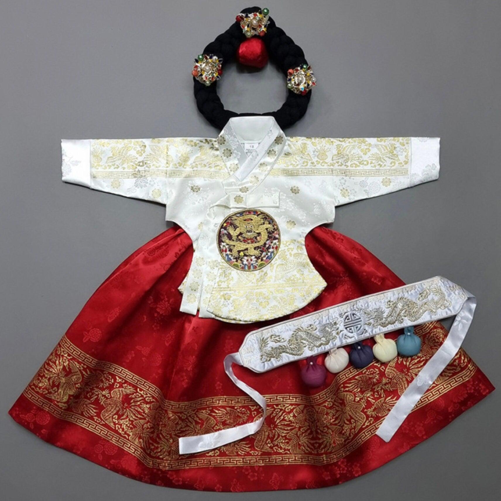 Shiny Red Skirt Girl Hanbok (100D-1YR) - Native Korean