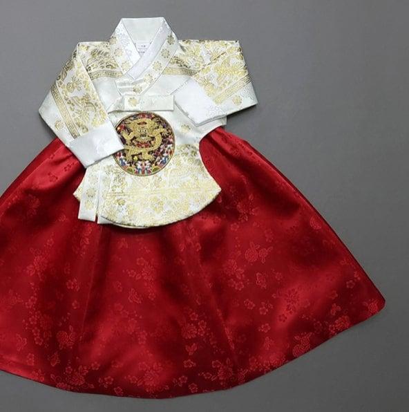 Shiny Red Skirt Girl Hanbok (100D-1YR) - Native Korean