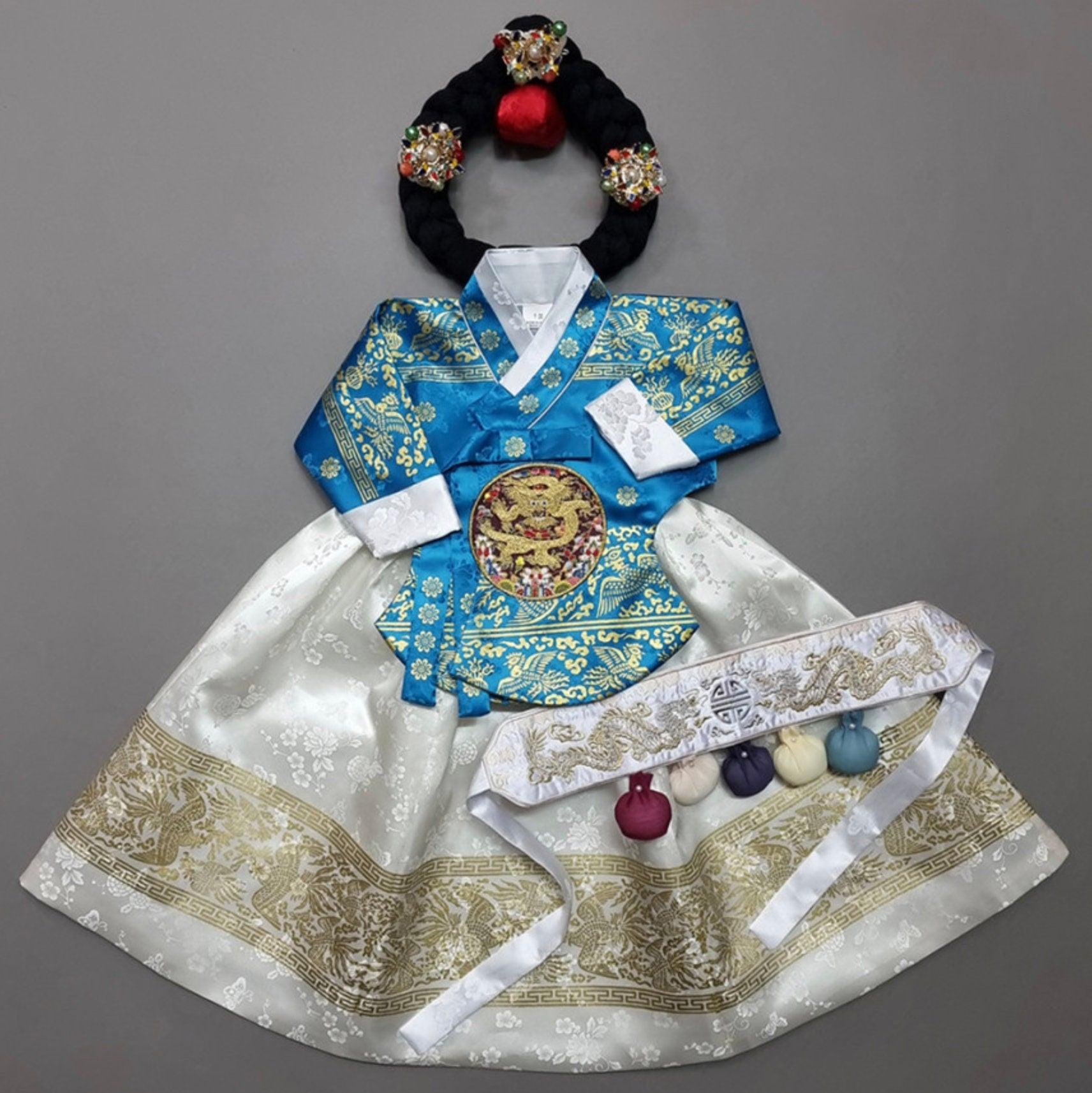 Shiny White Skirt Girl Hanbok (100D-1YR) - Native Korean