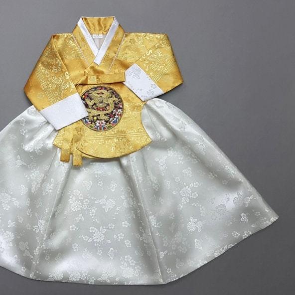 Shiny White Skirt Girl Hanbok (100D-1YR) - Native Korean