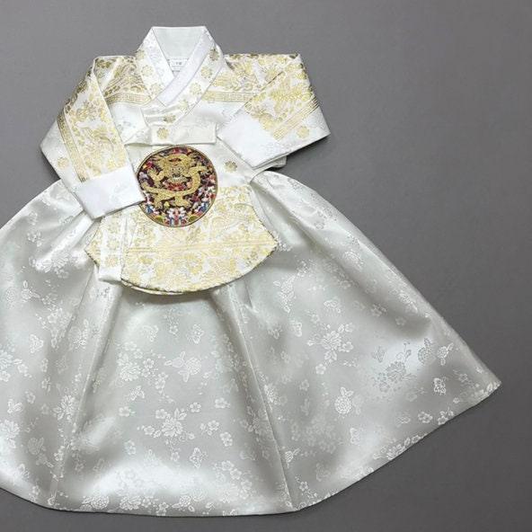 Shiny White Skirt Girl Hanbok (100D-1YR) - Native Korean