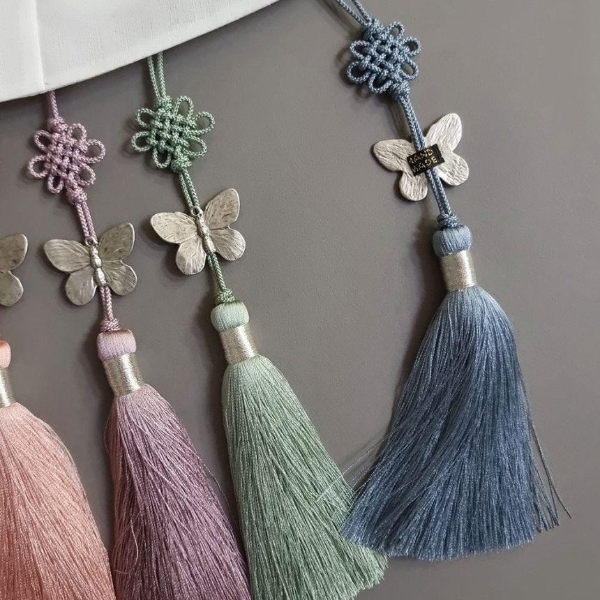 Silver Butterfly Tassel Norigae - Native Korean