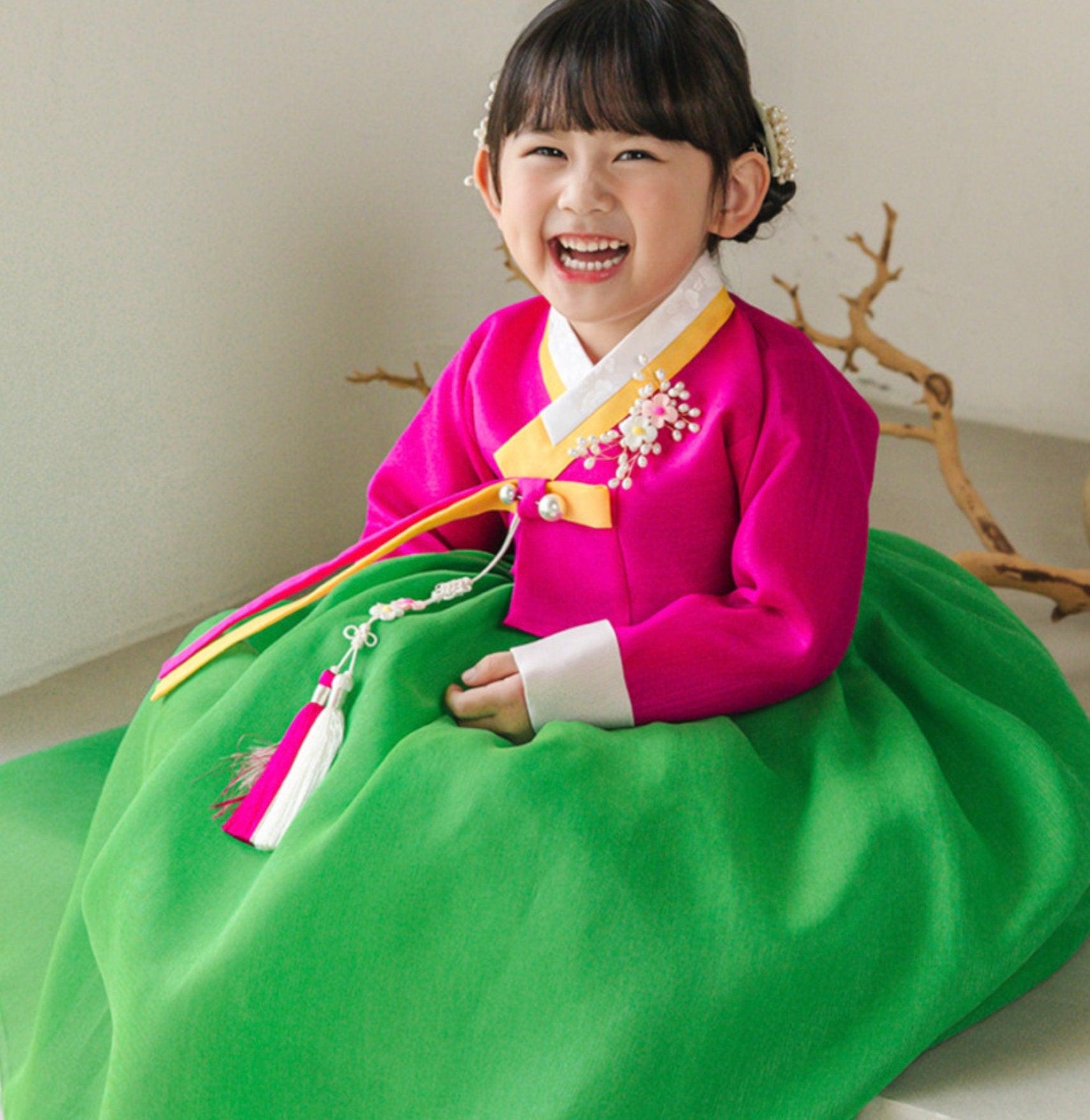 Sohye Magenta Green Girl Hanbok (1-12YR) - Native Korean