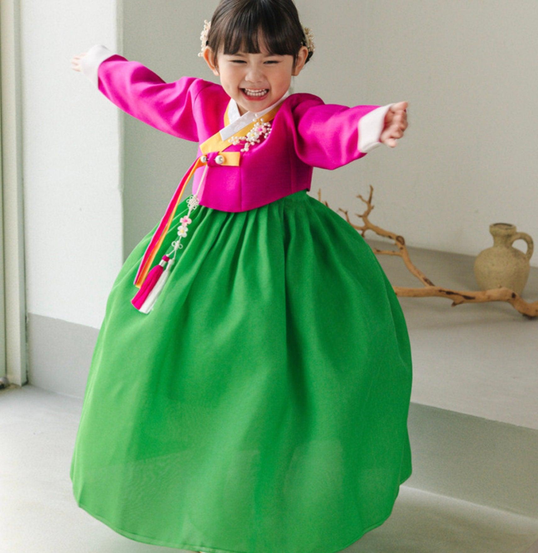 Sohye Magenta Green Girl Hanbok (1-12YR) - Native Korean