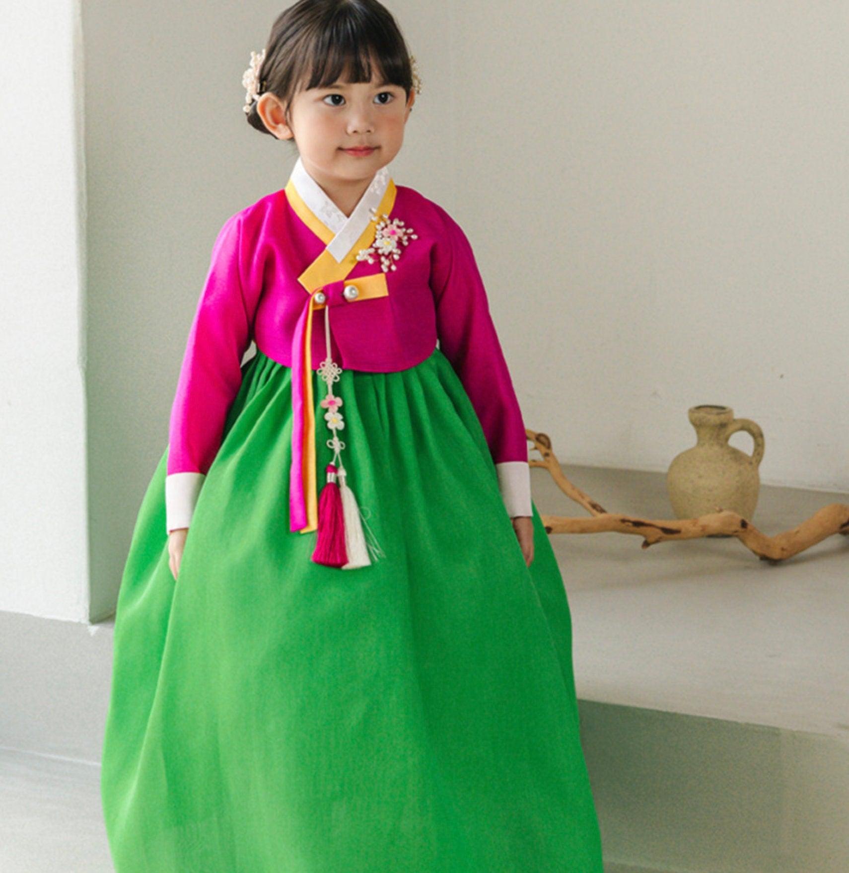 Sohye Magenta Green Girl Hanbok (1-12YR) - Native Korean