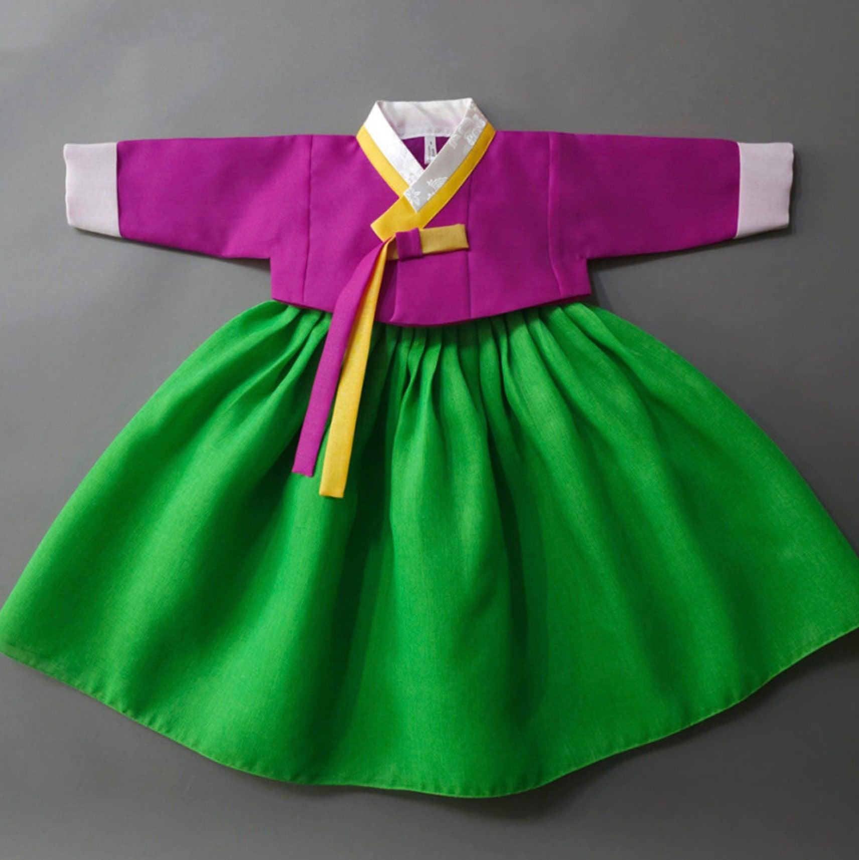 Sohye Magenta Green Girl Hanbok (1-12YR) - Native Korean