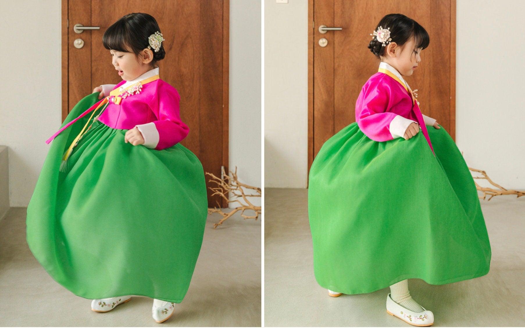 Sohye Magenta Green Girl Hanbok (1-12YR) - Native Korean