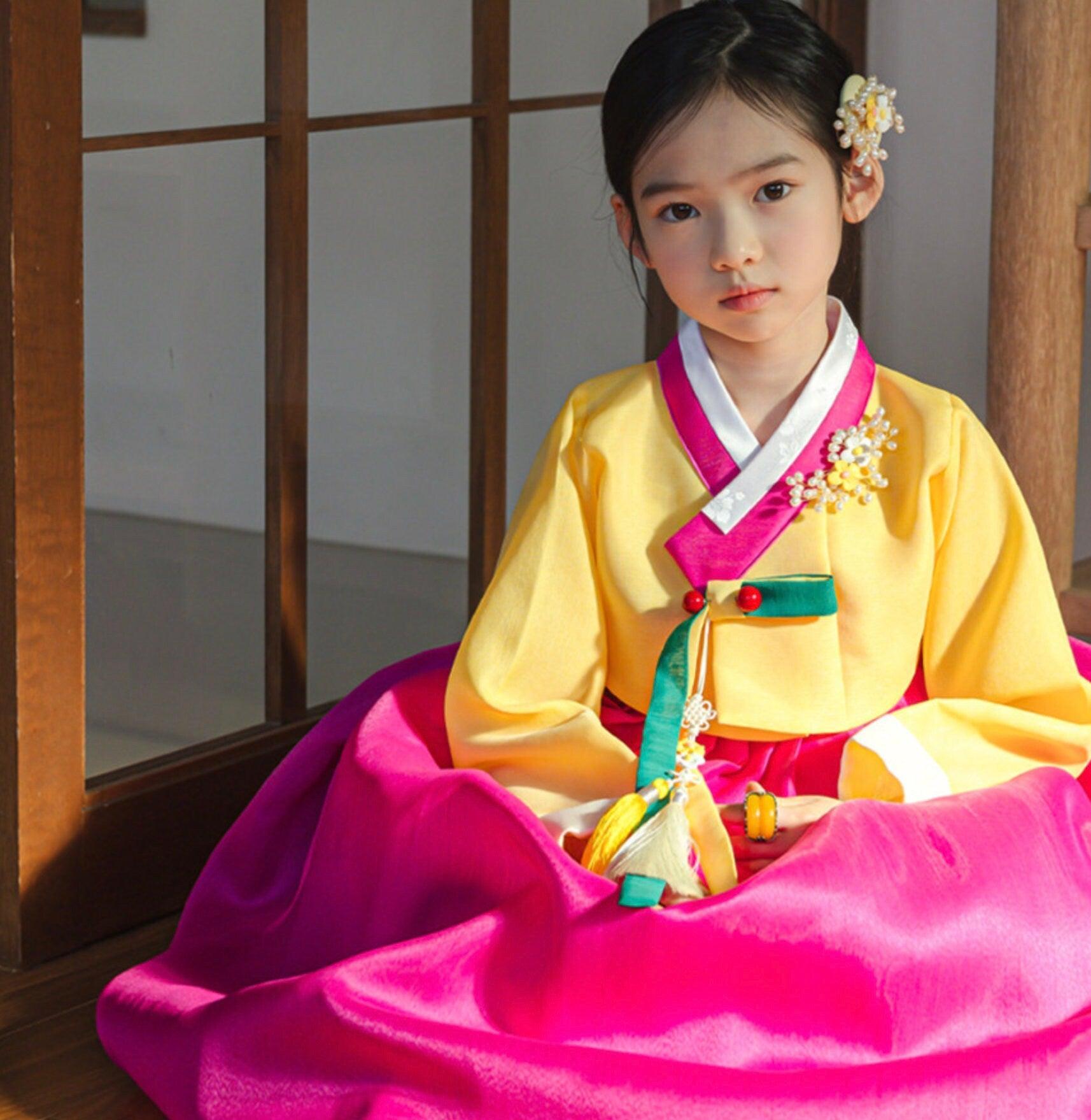 Sohye Yellow Magenta Girl Hanbok (1-12YR) - Native Korean