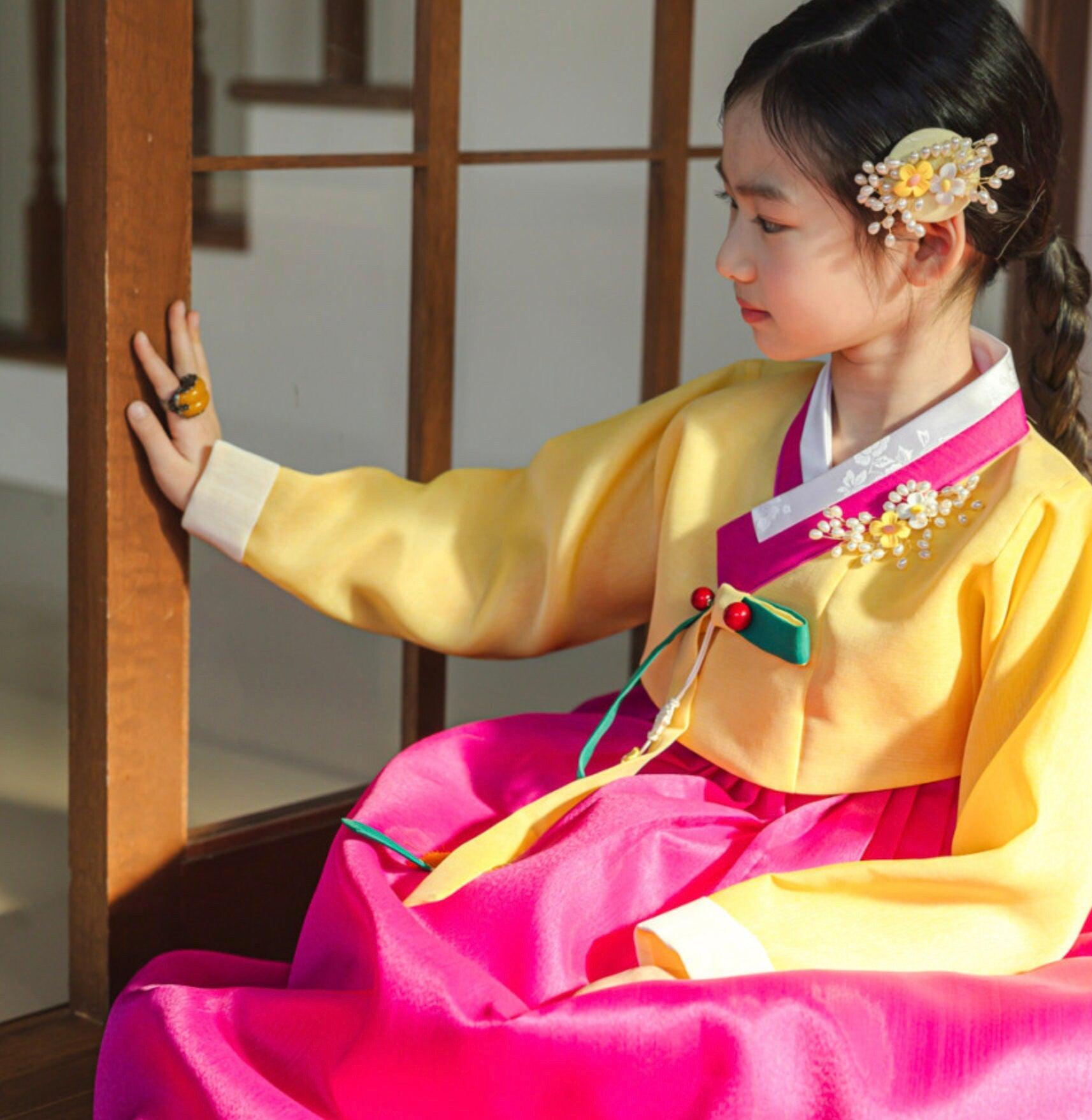 Sohye Yellow Magenta Girl Hanbok (1-12YR) - Native Korean