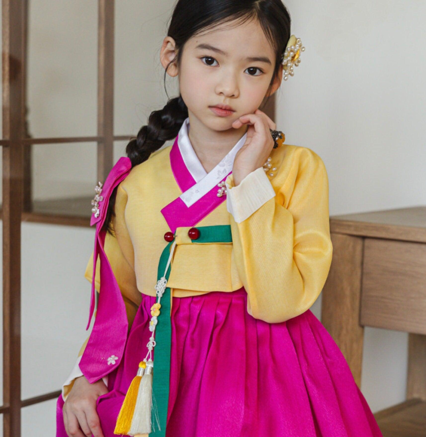 Sohye Yellow Magenta Girl Hanbok (1-12YR) - Native Korean