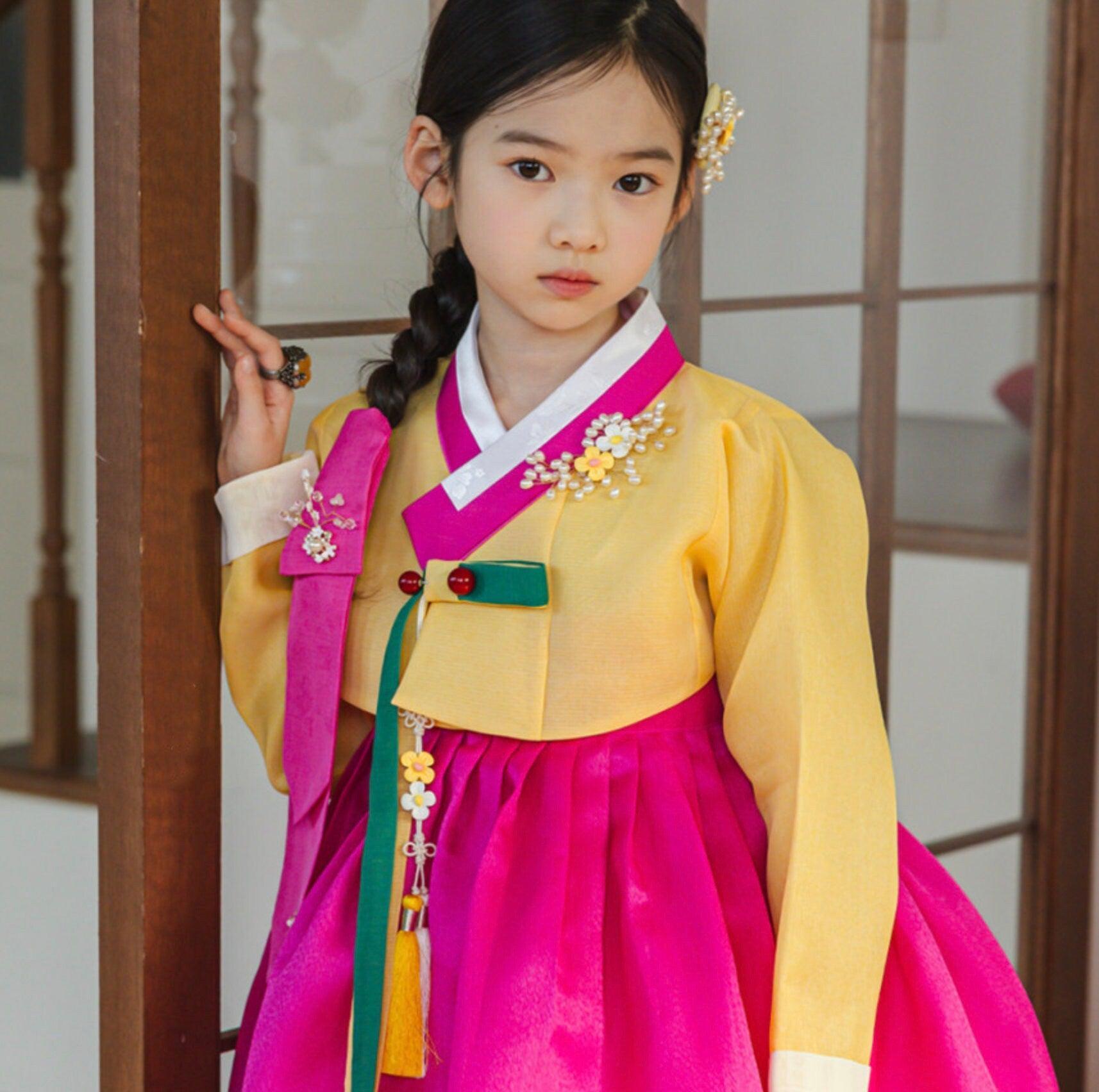 Sohye Yellow Magenta Girl Hanbok (1-12YR) - Native Korean