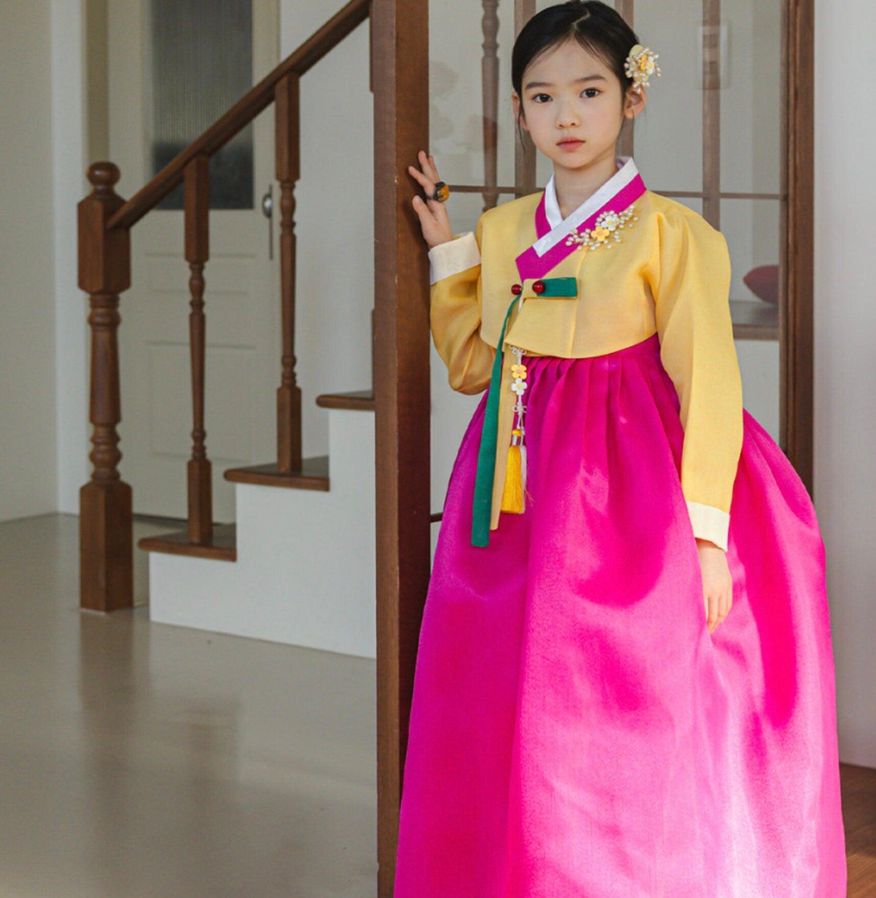 Sohye Yellow Magenta Girl Hanbok (1-12YR) - Native Korean