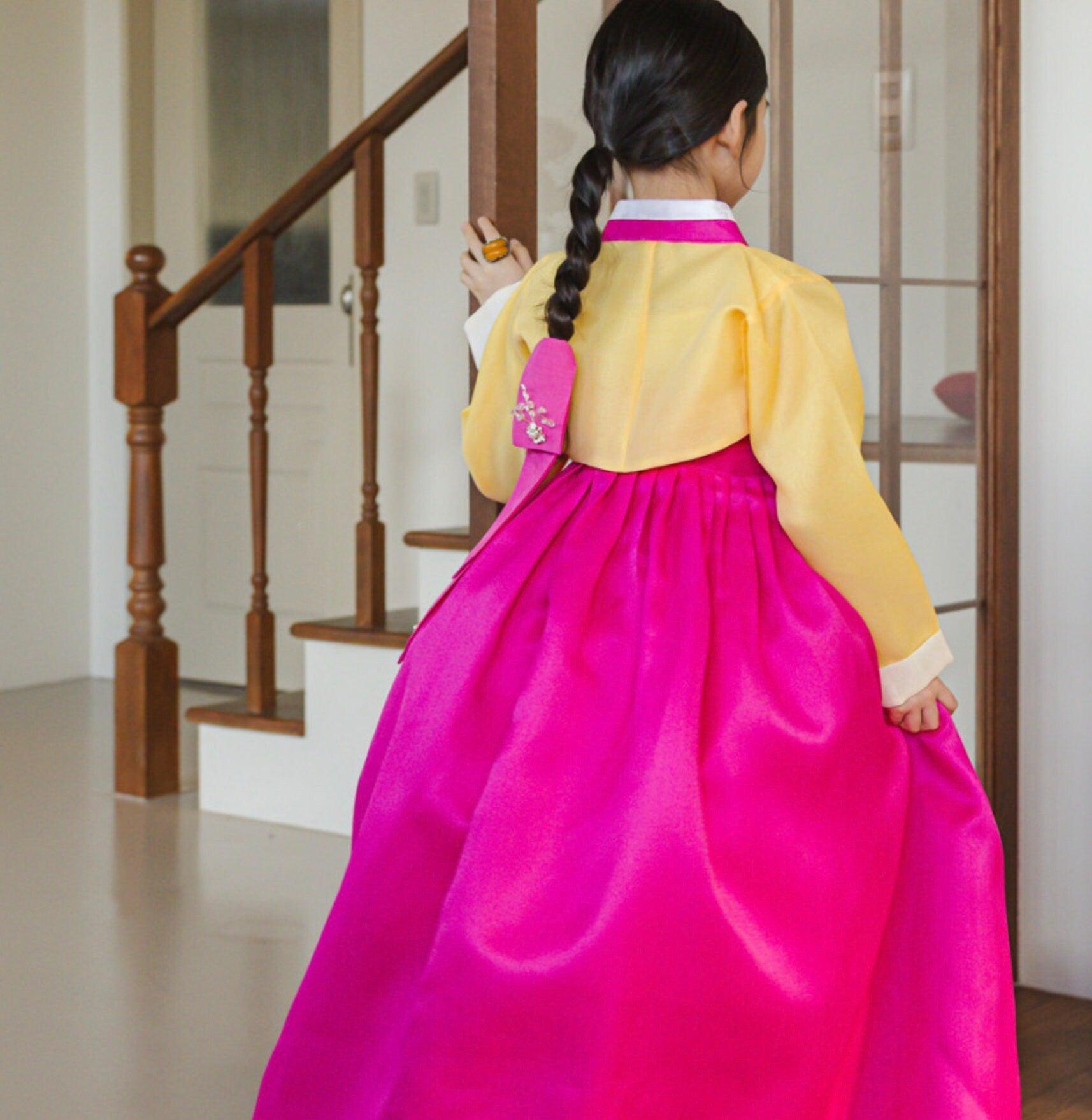 Sohye Yellow Magenta Girl Hanbok (1-12YR) - Native Korean