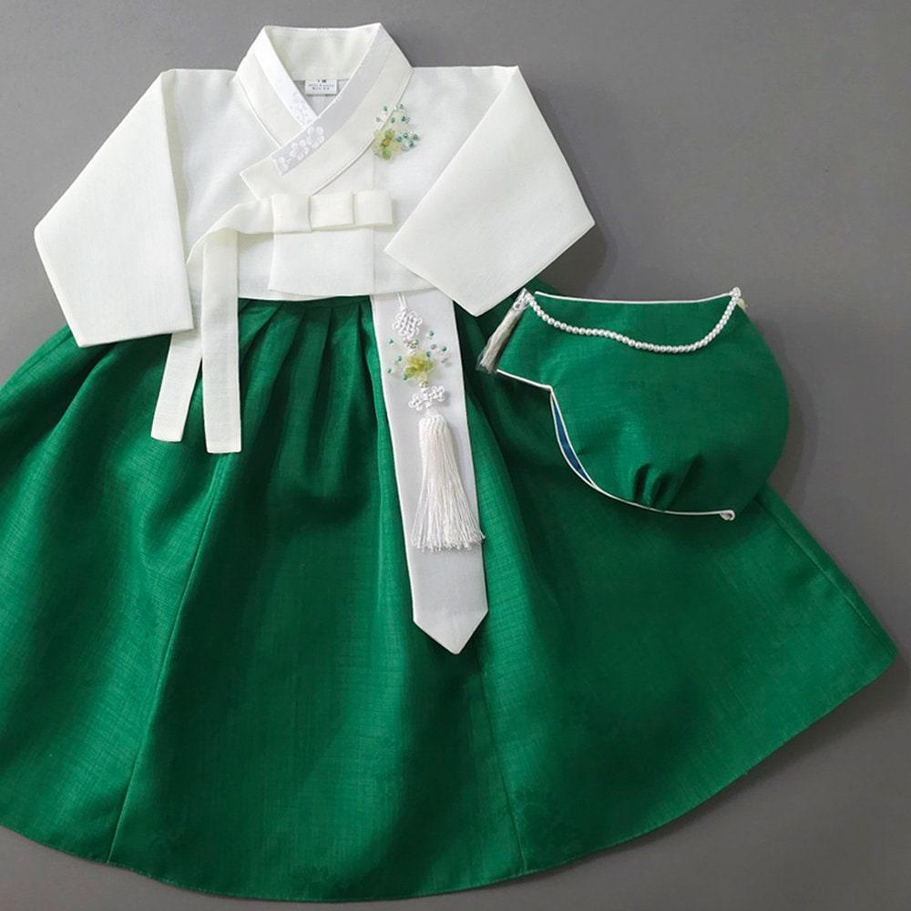 Solid Green Girl Hanbok (100D-15YR) - Native Korean