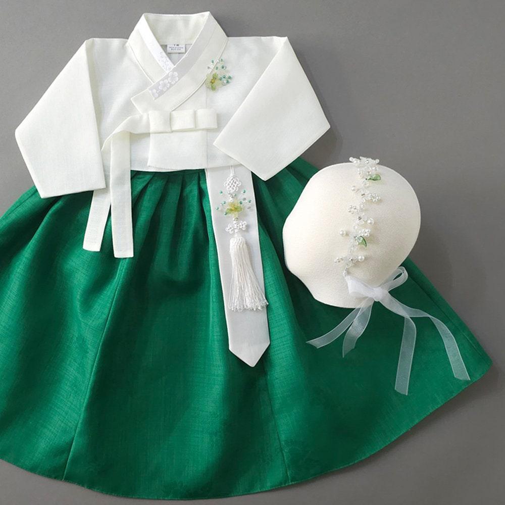 Solid Green Girl Hanbok (100D-15YR) - Native Korean