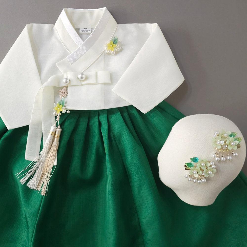 Solid Green Girl Hanbok (100D-15YR) - Native Korean