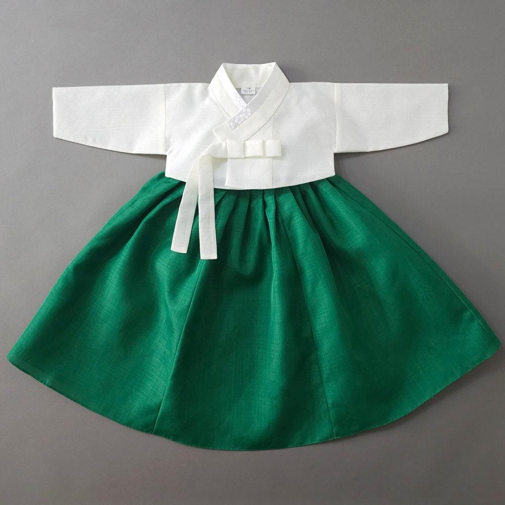 Solid Green Girl Hanbok (100D-15YR) - Native Korean