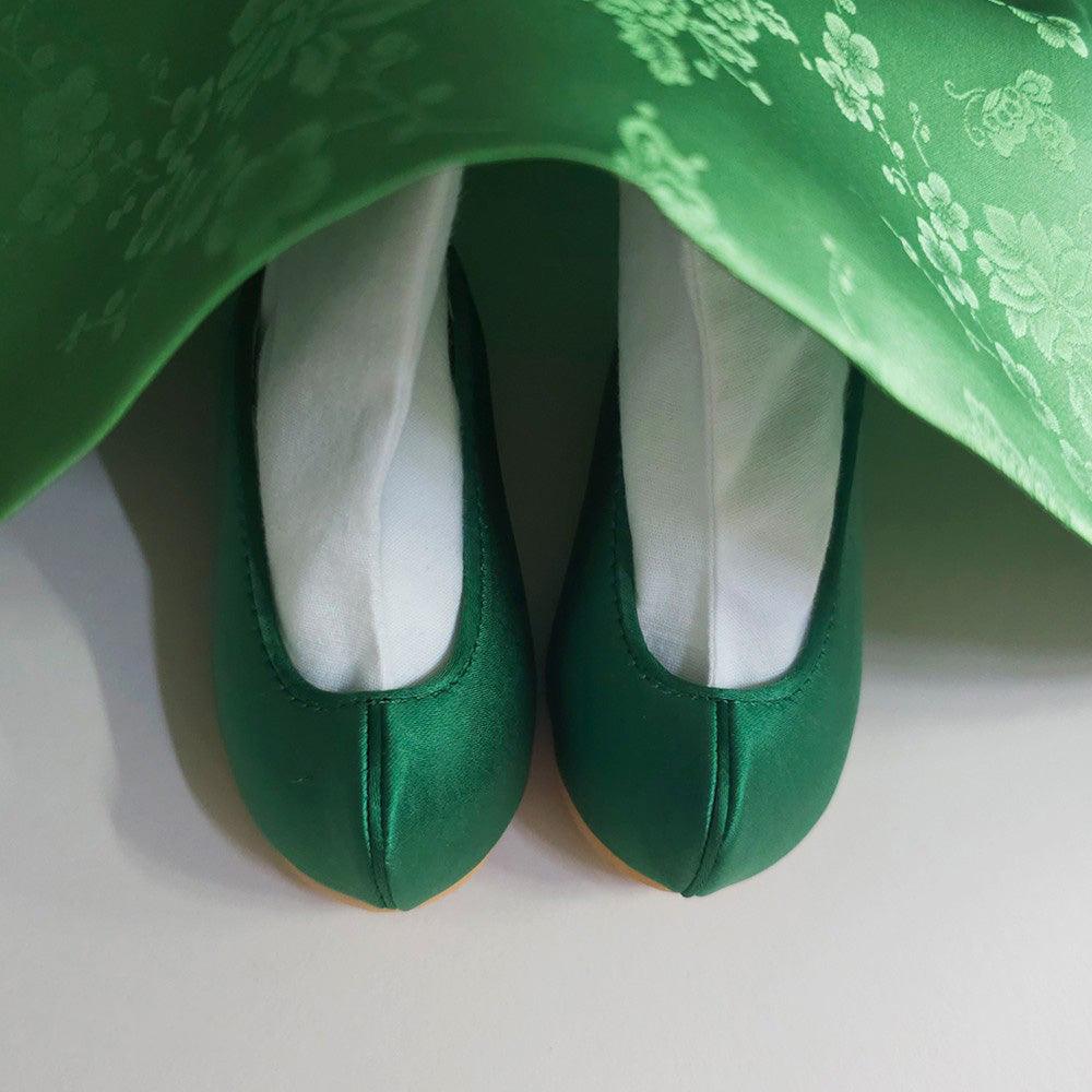 Solid Green Girl Hanbok Shoes - Native Korean