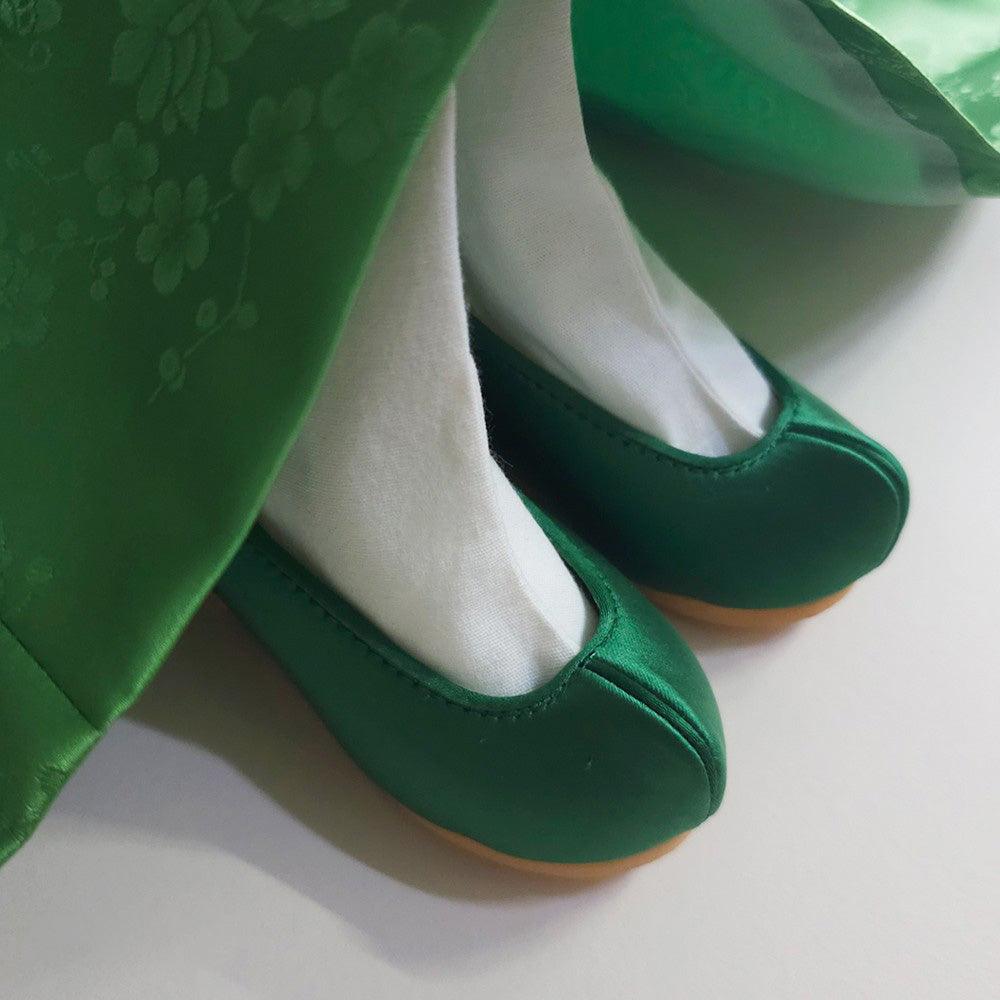 Solid Green Girl Hanbok Shoes - Native Korean