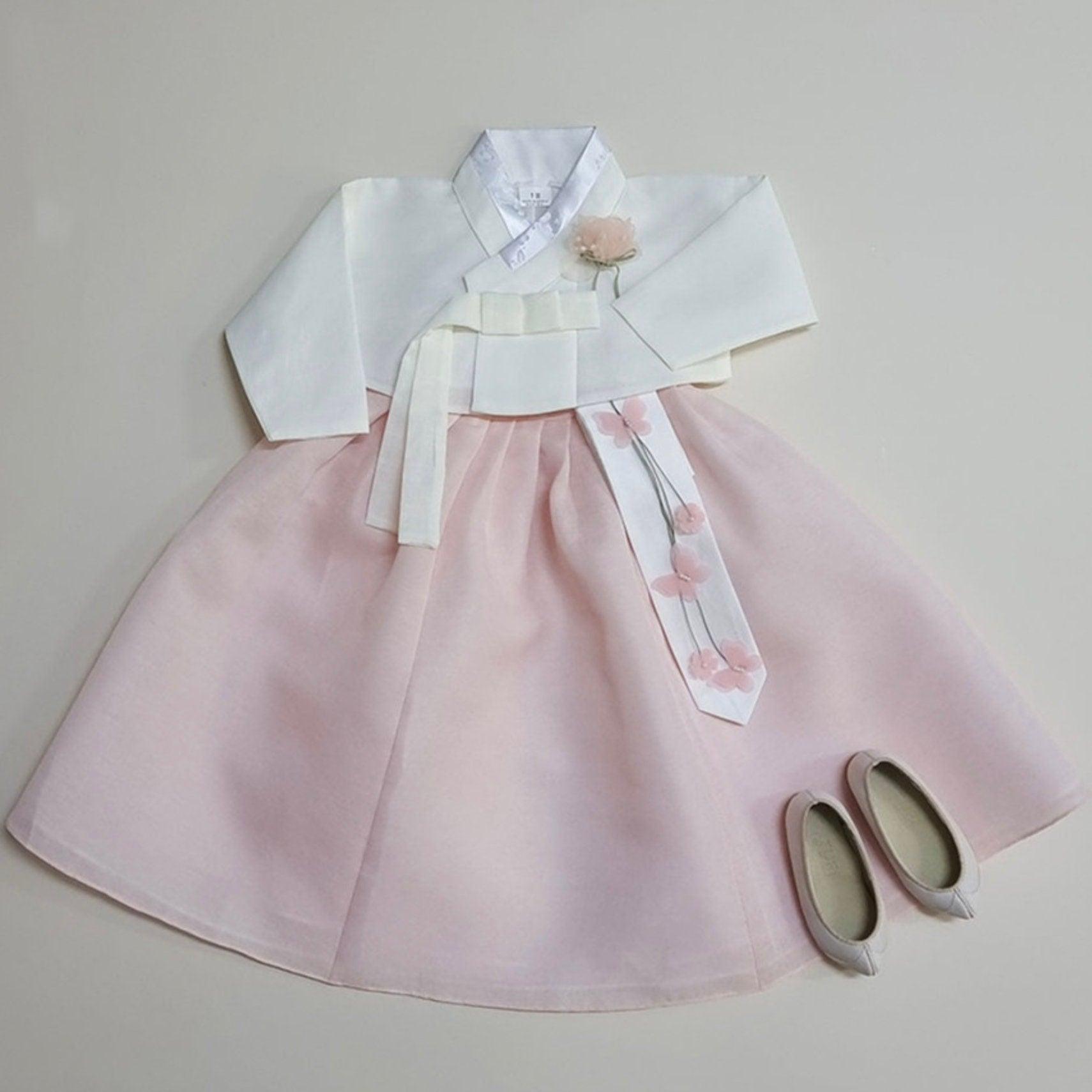 Solid L.Pink Skirt Girl Hanbok (100D-10YR) - Native Korean