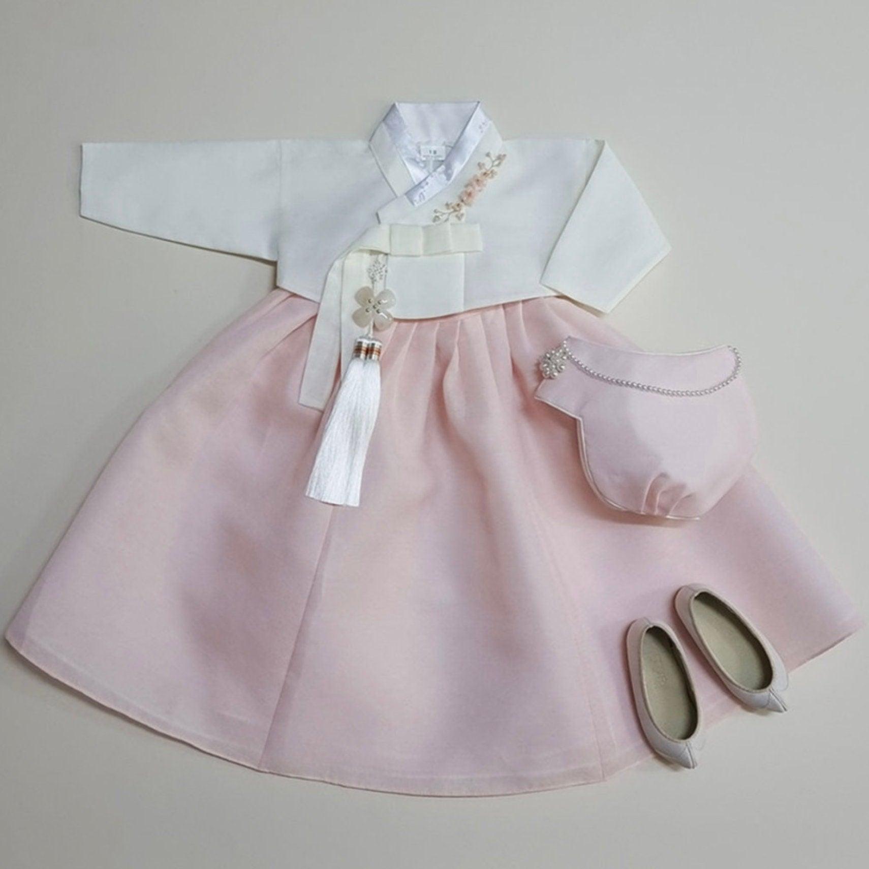 Solid L.Pink Skirt Girl Hanbok (100D-10YR) - Native Korean