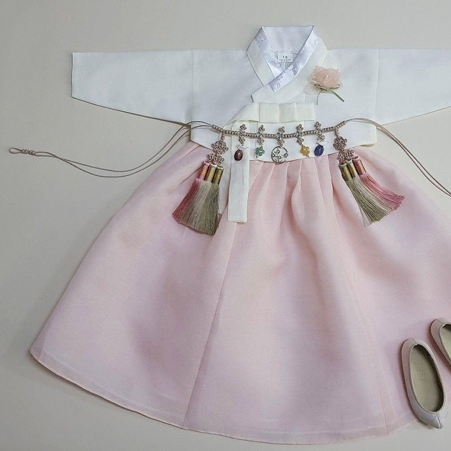 Solid L.Pink Skirt Girl Hanbok (100D-10YR) - Native Korean