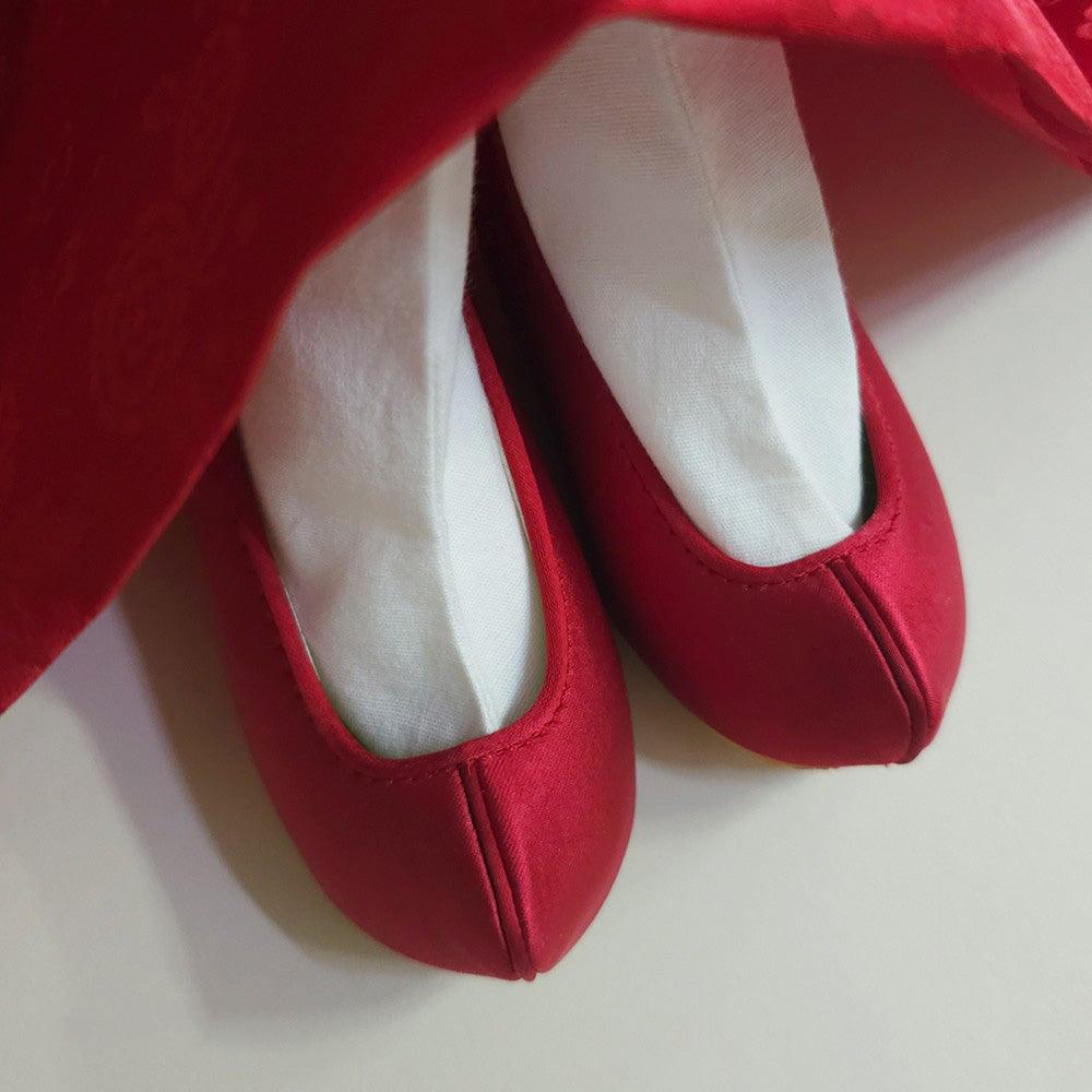 Solid Red Girl Hanbok Shoes - Native Korean