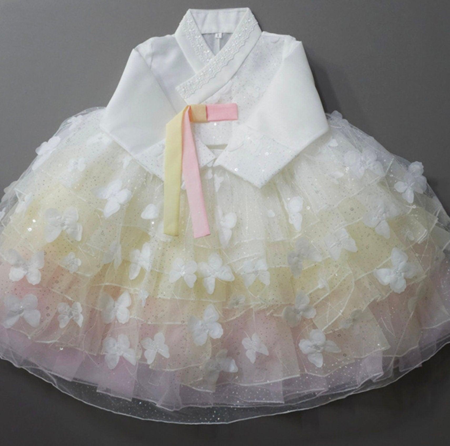 Somi Pink Tulle Dress Modern Hanbok (1-12YR) - Native Korean