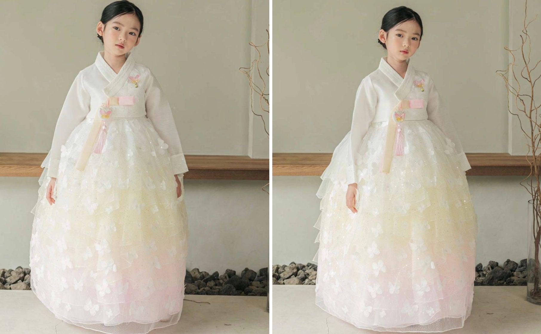 Somi Pink Tulle Dress Modern Hanbok (1-12YR) - Native Korean