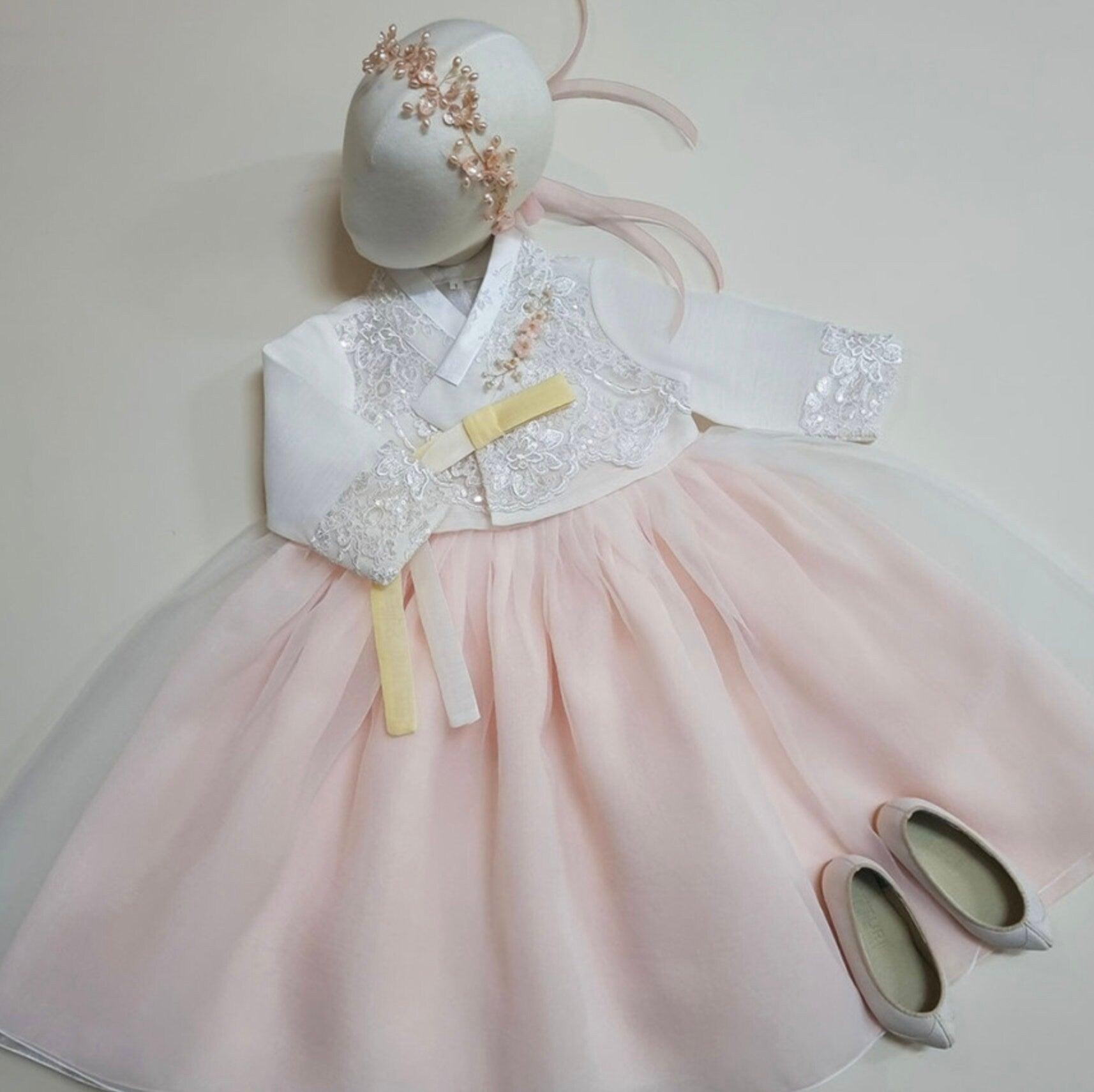Sooyeon White Dress Girl Hanbok (100D-12YR) - Native Korean
