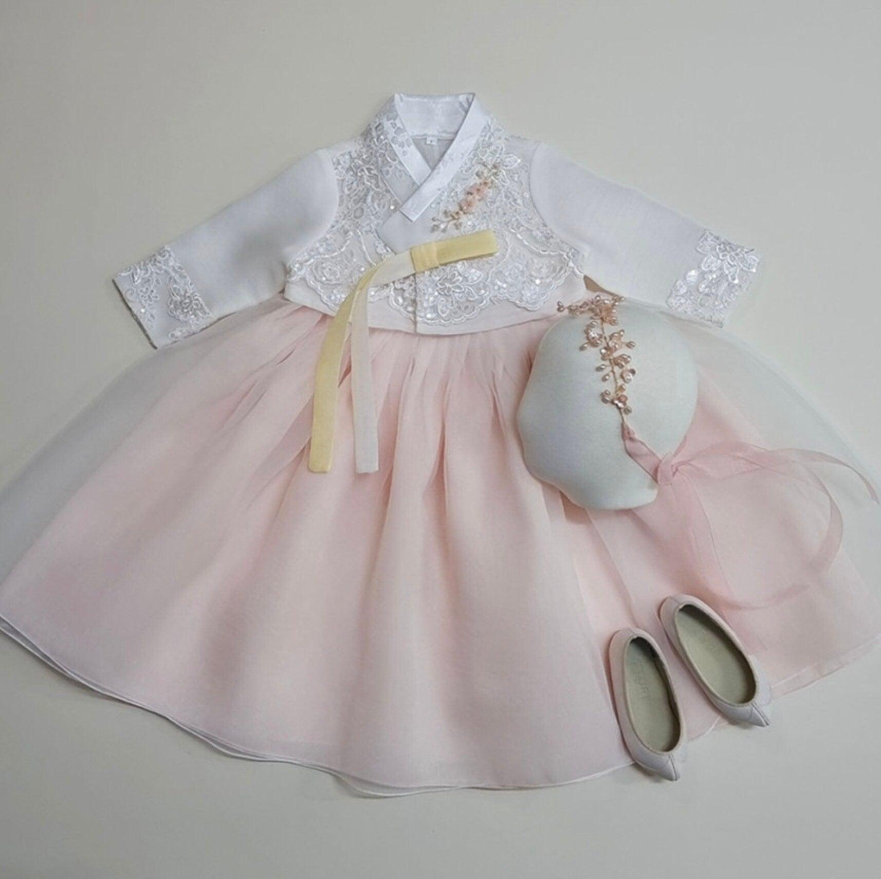 Sooyeon White Dress Girl Hanbok (100D-12YR) - Native Korean