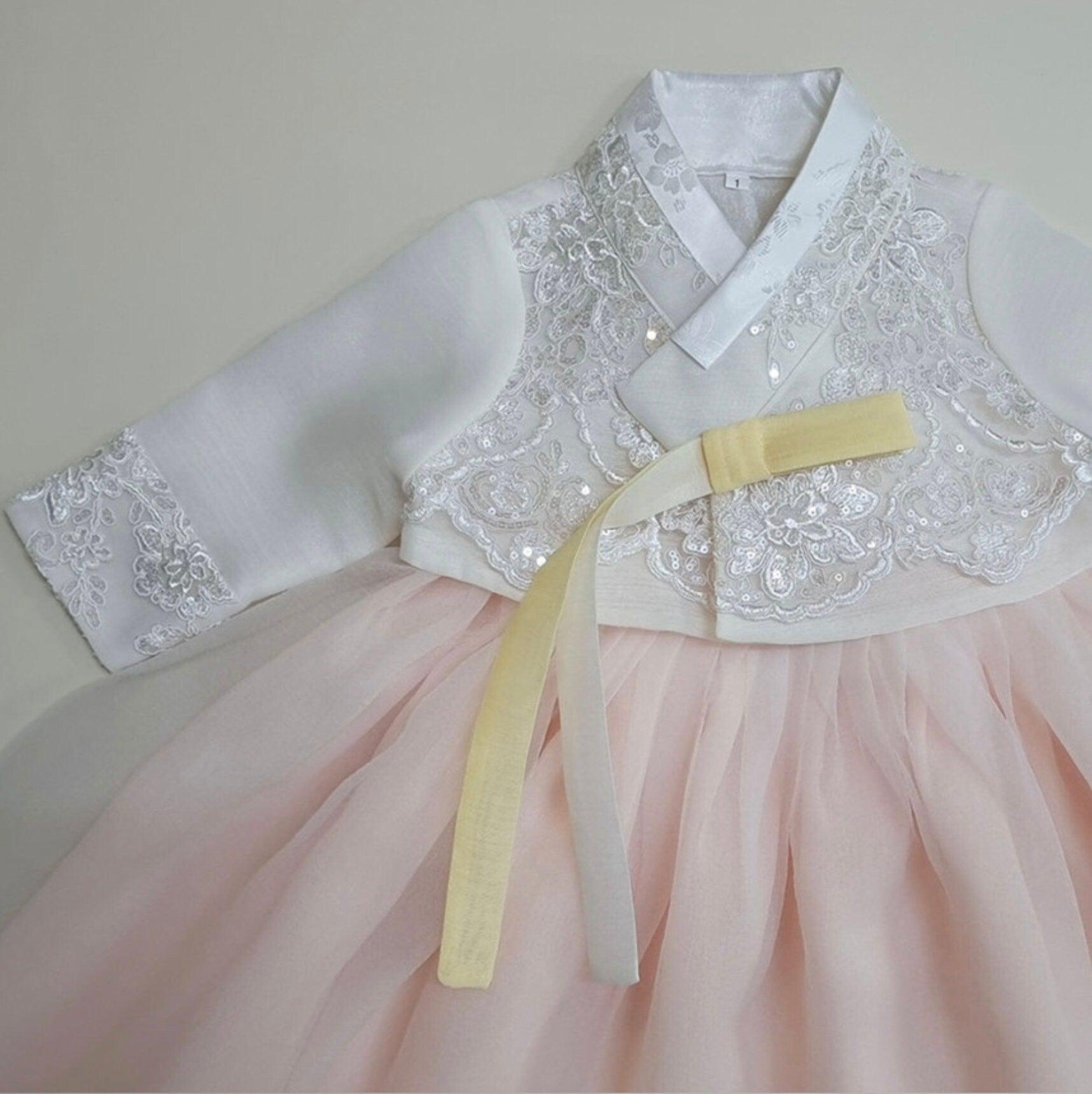 Sooyeon White Dress Girl Hanbok (100D-12YR) - Native Korean