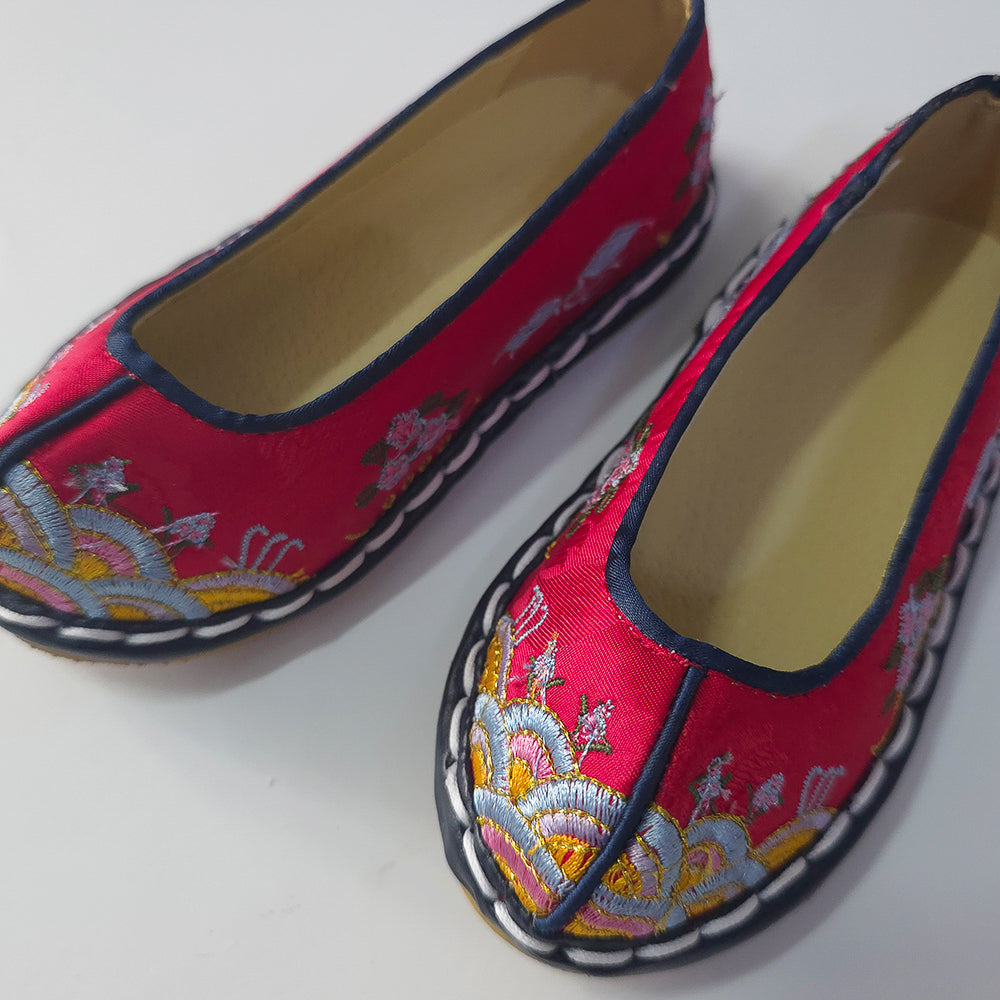 Red Floral Girl Hanbok Shoes (130~220mm)