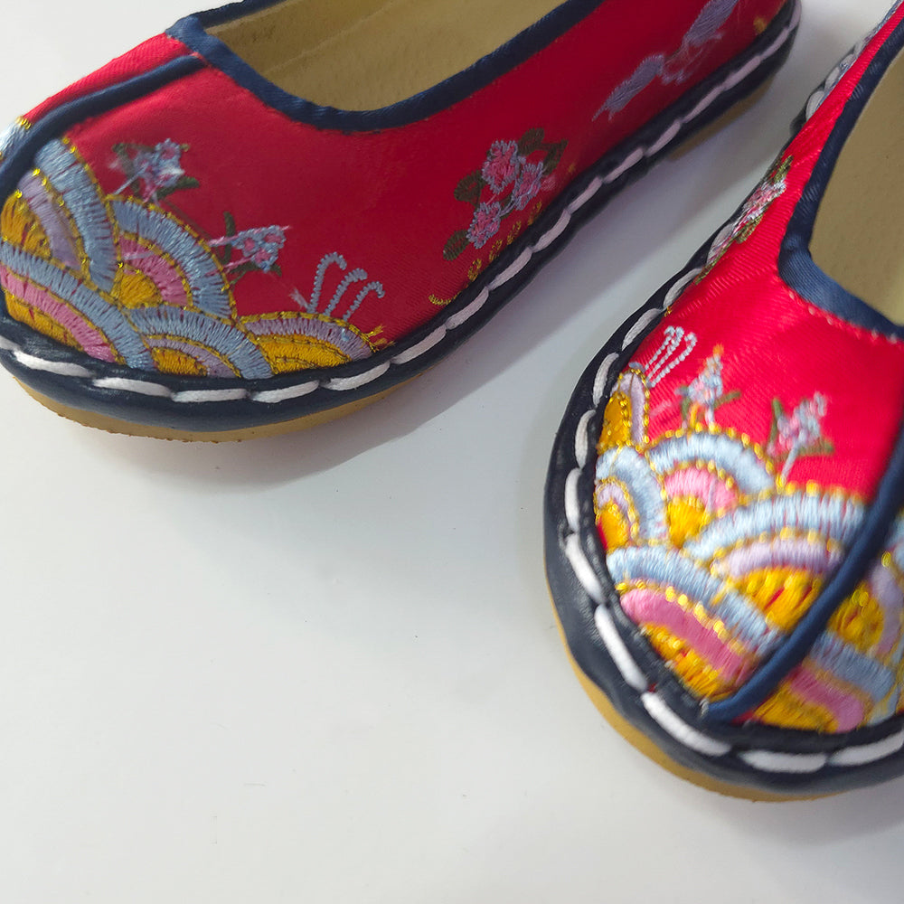 Red Floral Girl Hanbok Shoes (130~220mm)