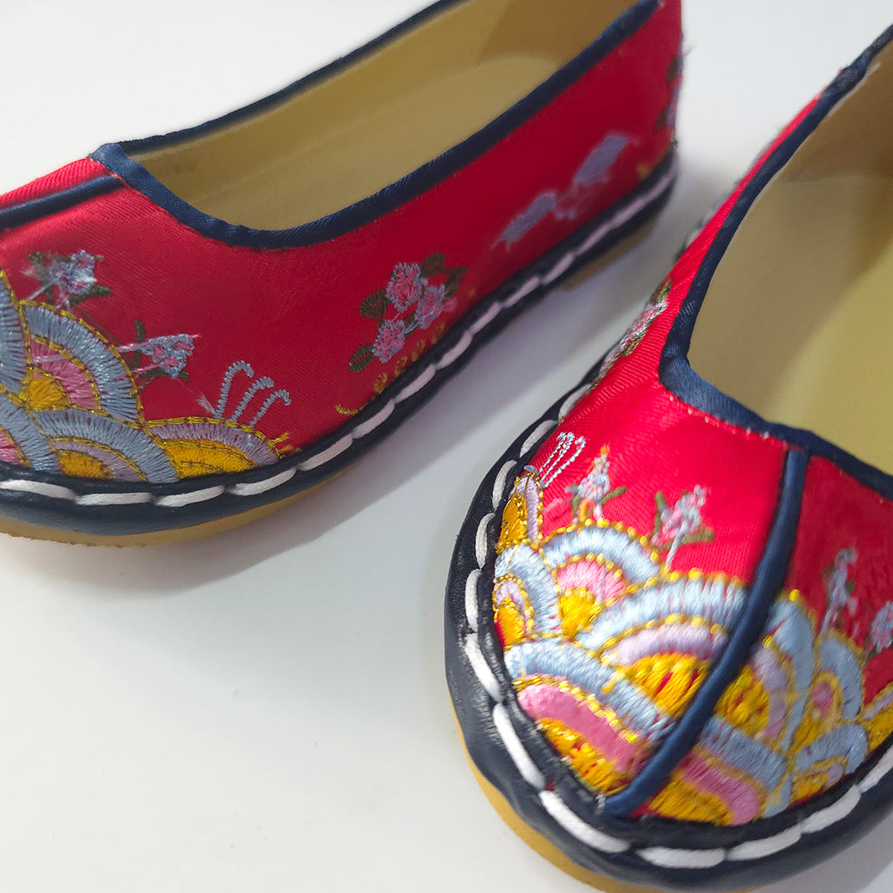 Red Floral Girl Hanbok Shoes (130~220mm)
