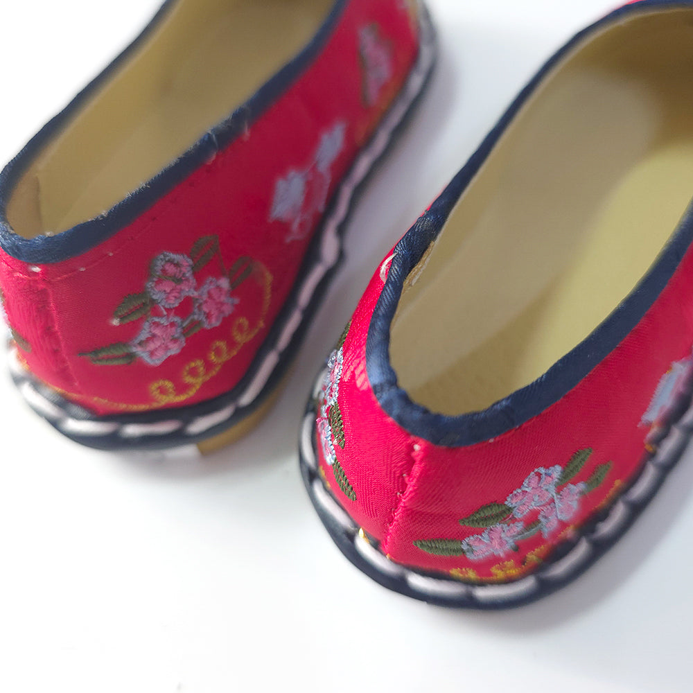 Red Floral Girl Hanbok Shoes (130~220mm)