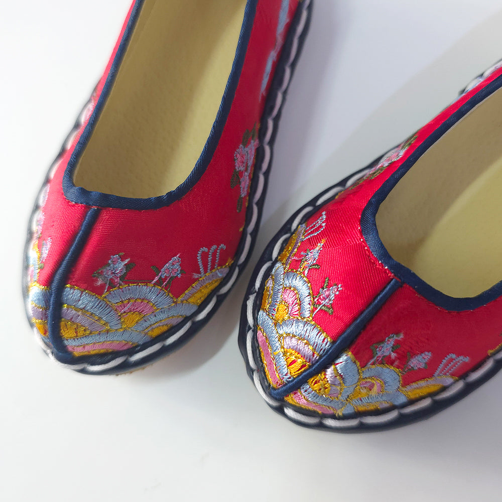 Red Floral Girl Hanbok Shoes (130~220mm)