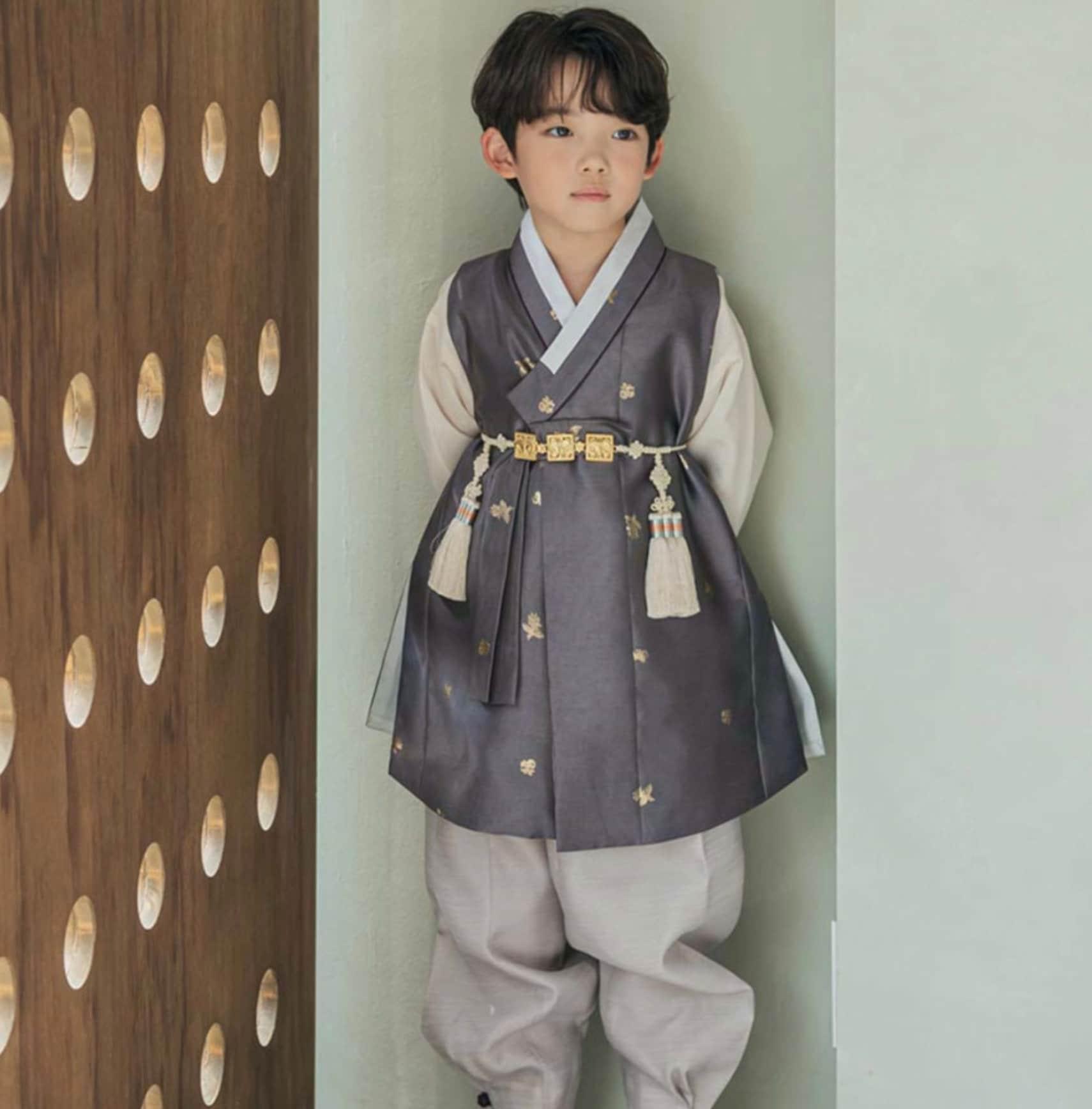 Suho Gold Brown Boy Hanbok (100D-12YR) - Native Korean