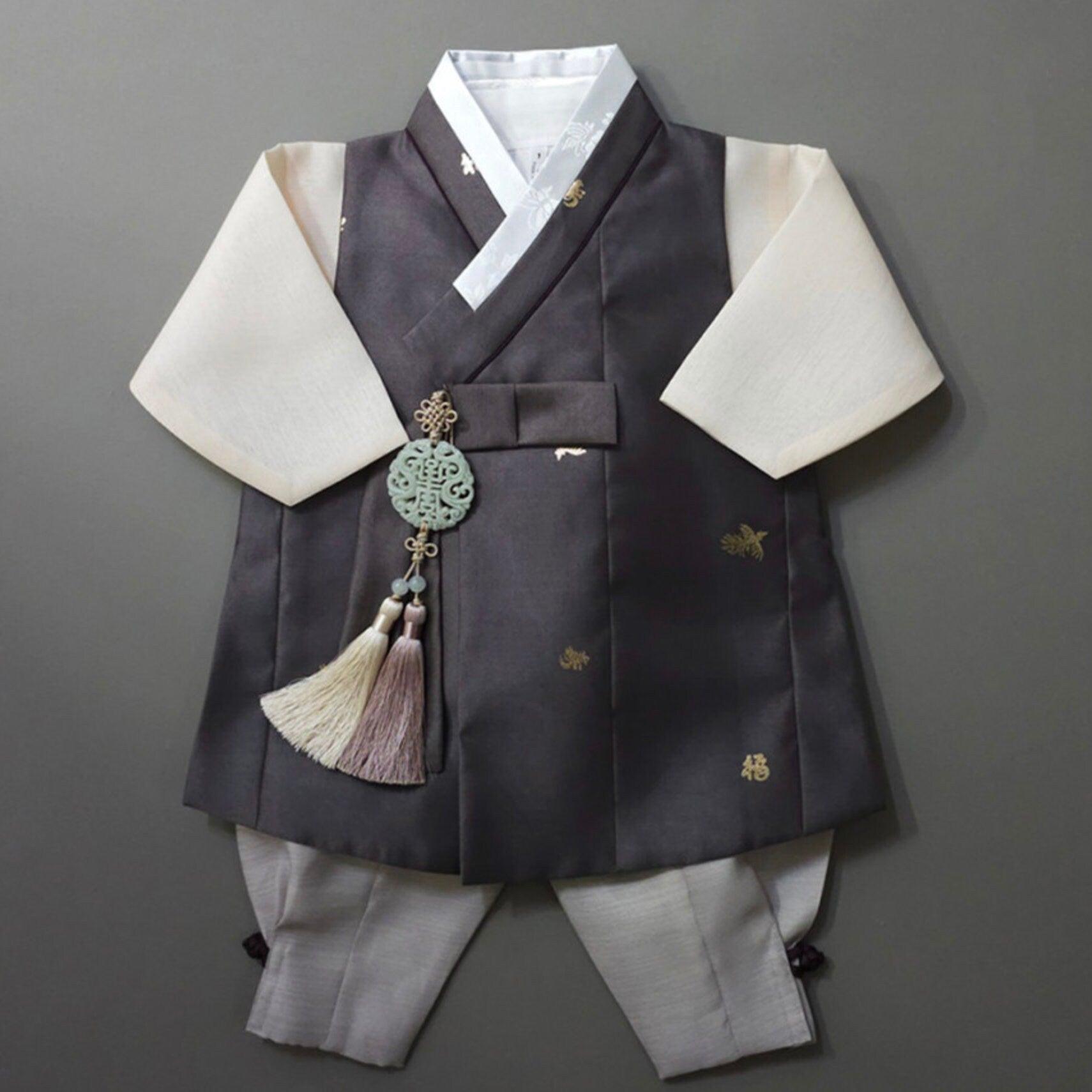 Suho Gold Brown Boy Hanbok (100D-12YR) - Native Korean