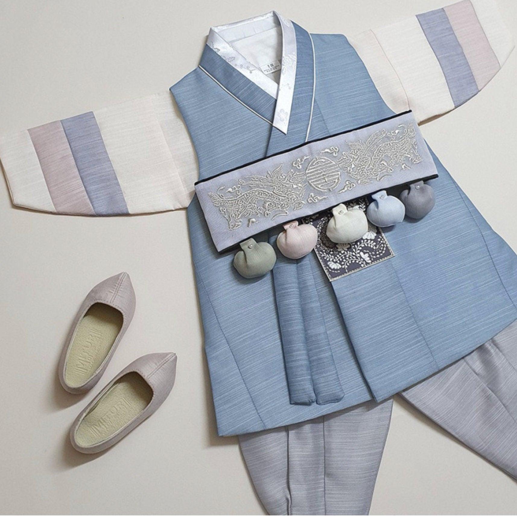 Sungju Indie Blue Stripe Boy Hanbok (100D-10YR) - Native Korean