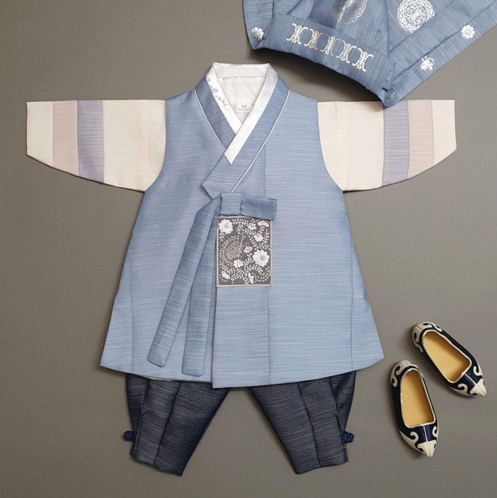Sungju Indie Blue Stripe Boy Hanbok (100D-10YR) - Native Korean