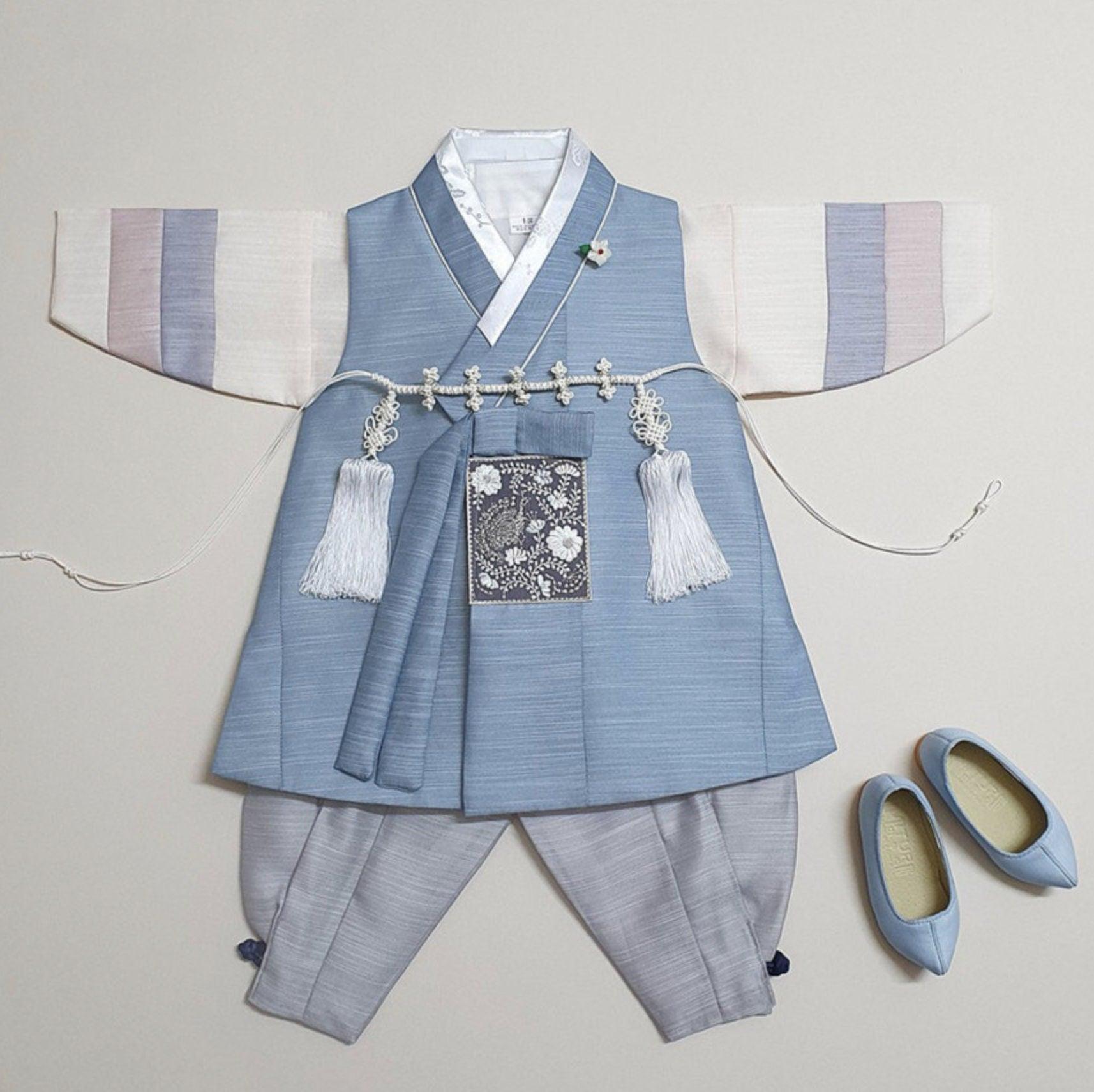 Sungju Indie Blue Stripe Boy Hanbok (100D-10YR) - Native Korean