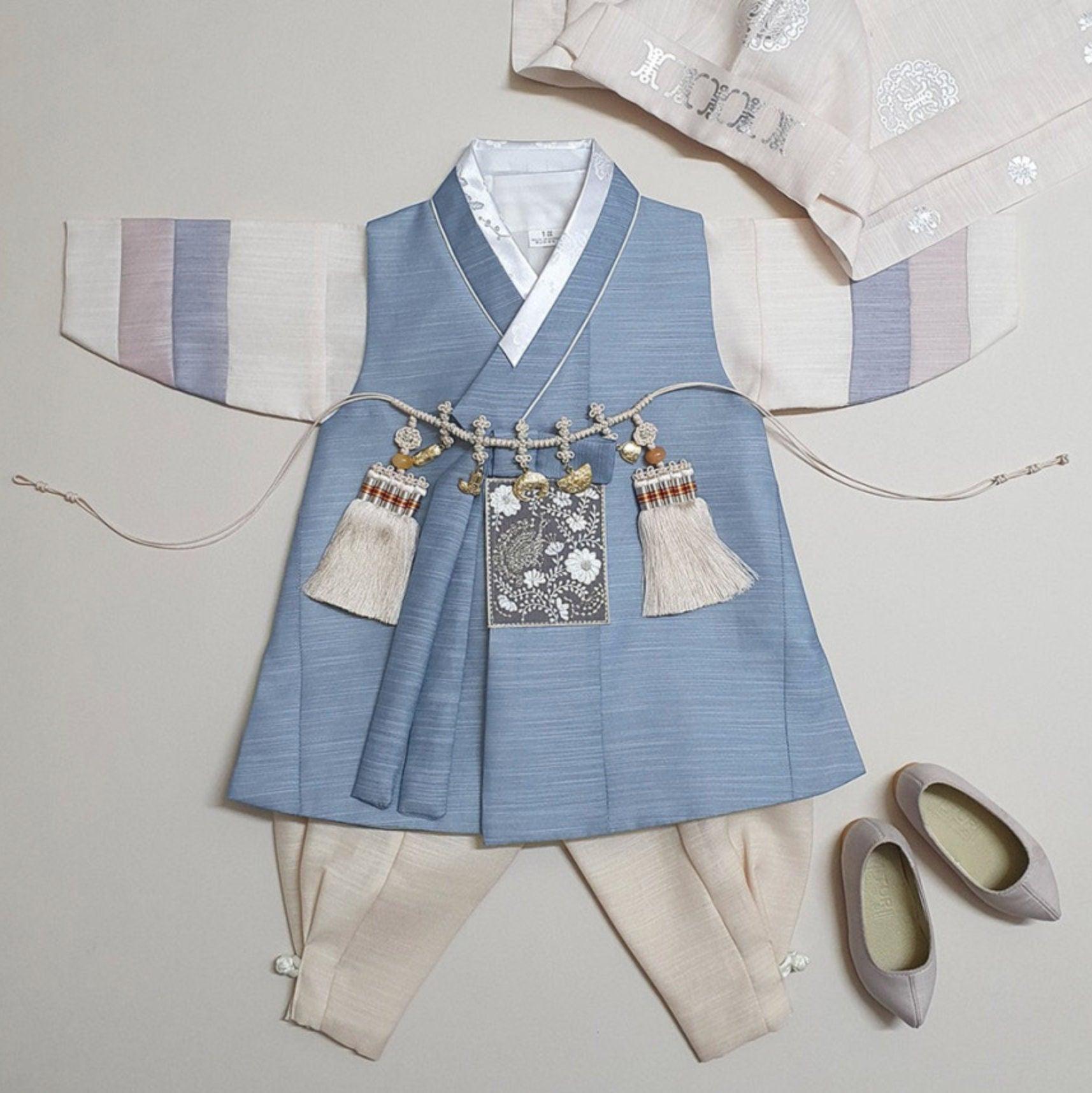 Sungju Indie Blue Stripe Boy Hanbok (100D-10YR) - Native Korean
