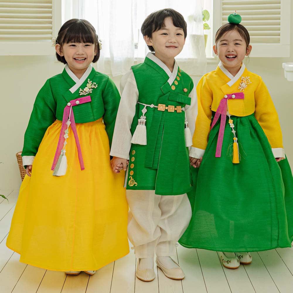Taeri Green Yellow Girl Hanbok (1-8YR) - Native Korean