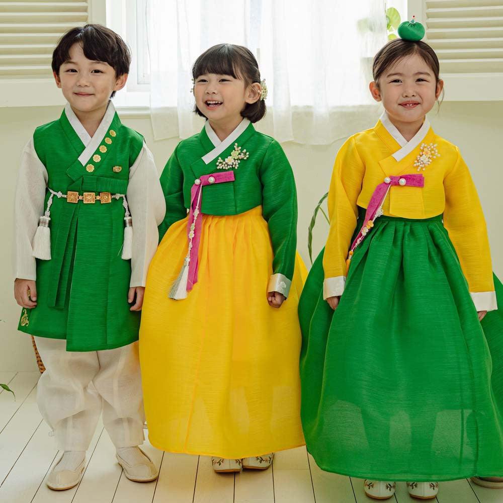 Taeri Green Yellow Girl Hanbok (1-8YR) - Native Korean