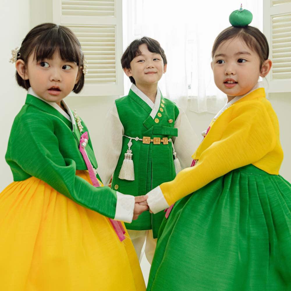 Taeri Green Yellow Girl Hanbok (1-8YR) - Native Korean