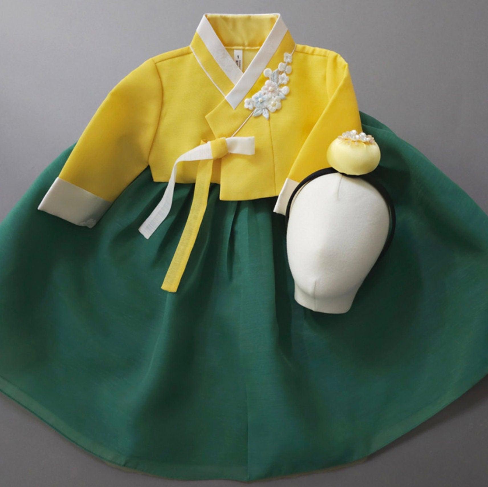 Taerin Yellow Green Girl Hanbok (1-15YR) - Native Korean