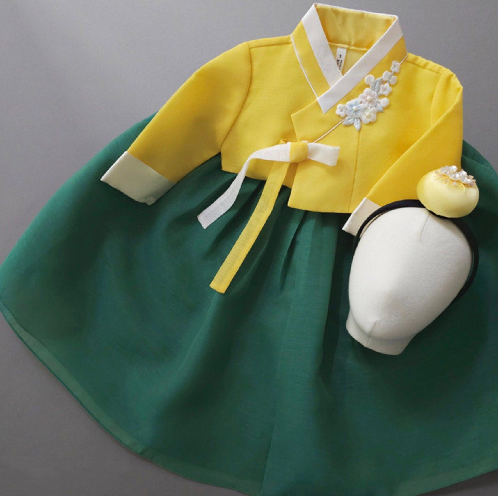 Taerin Yellow Green Girl Hanbok (1-15YR) - Native Korean