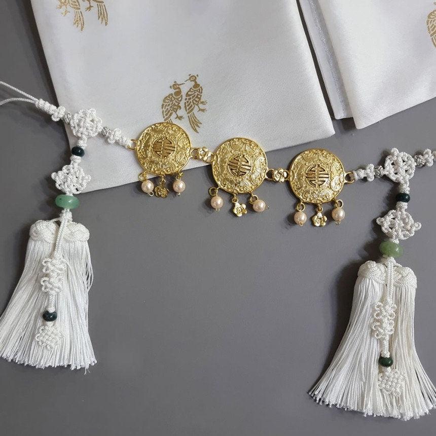 Trio Gold Ornaments Tassel Belt - Native Korean