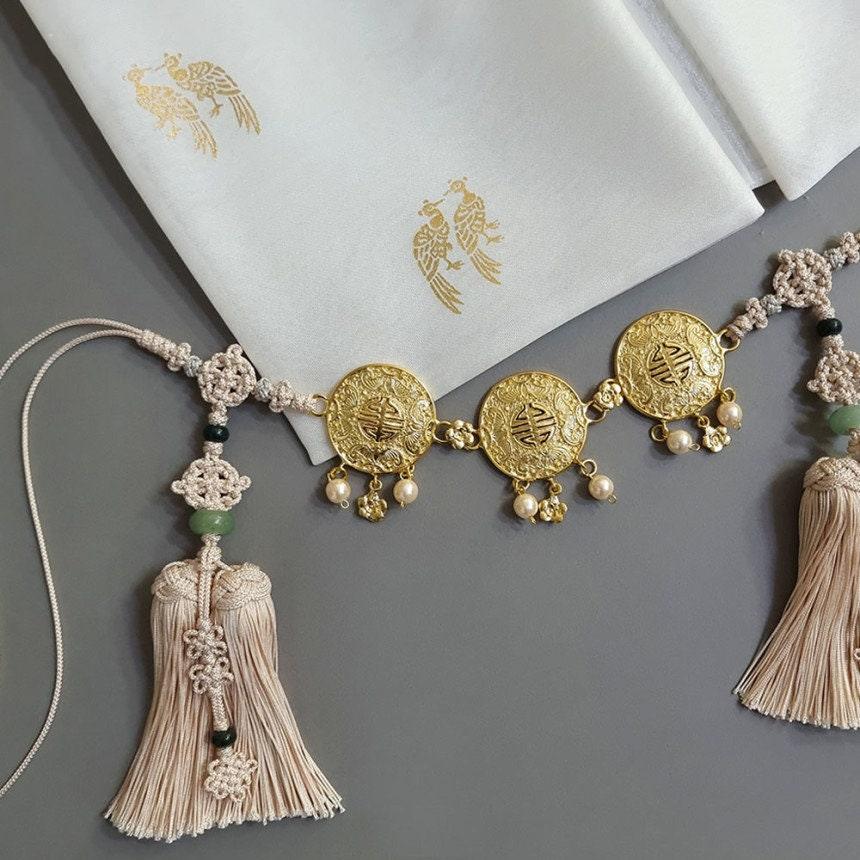 Trio Gold Ornaments Tassel Belt - Native Korean